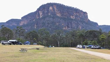 Camping at Big Lap Bible with scenic mountain backdrop in Australia.