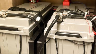 High-capacity batteries for RV power supply.